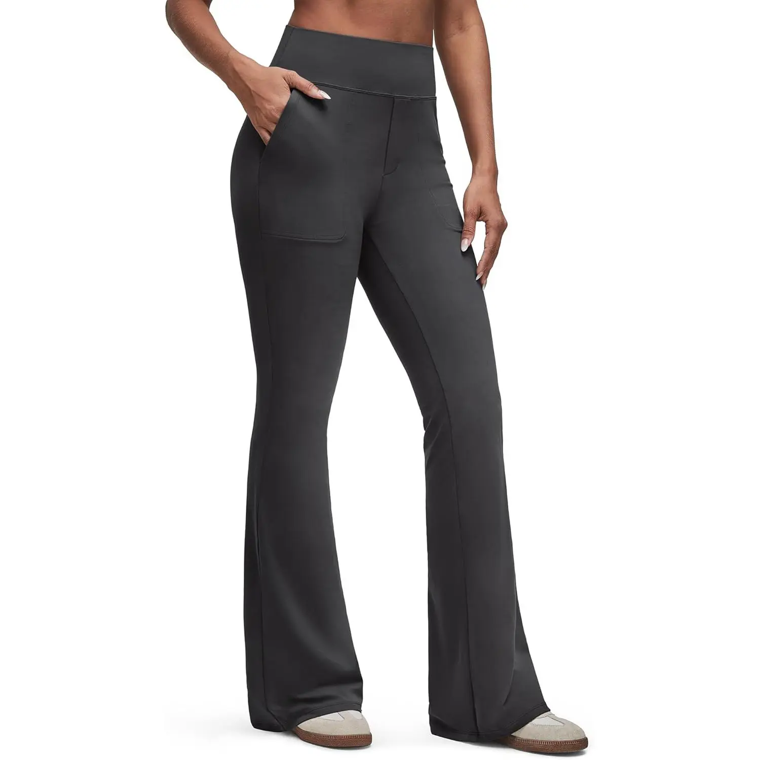 G4Free BareFeel Flare Yoga Pants Women High Waisted Bootcut Leggings with Pockets Dress Work Pant Petite/Regular/Tall