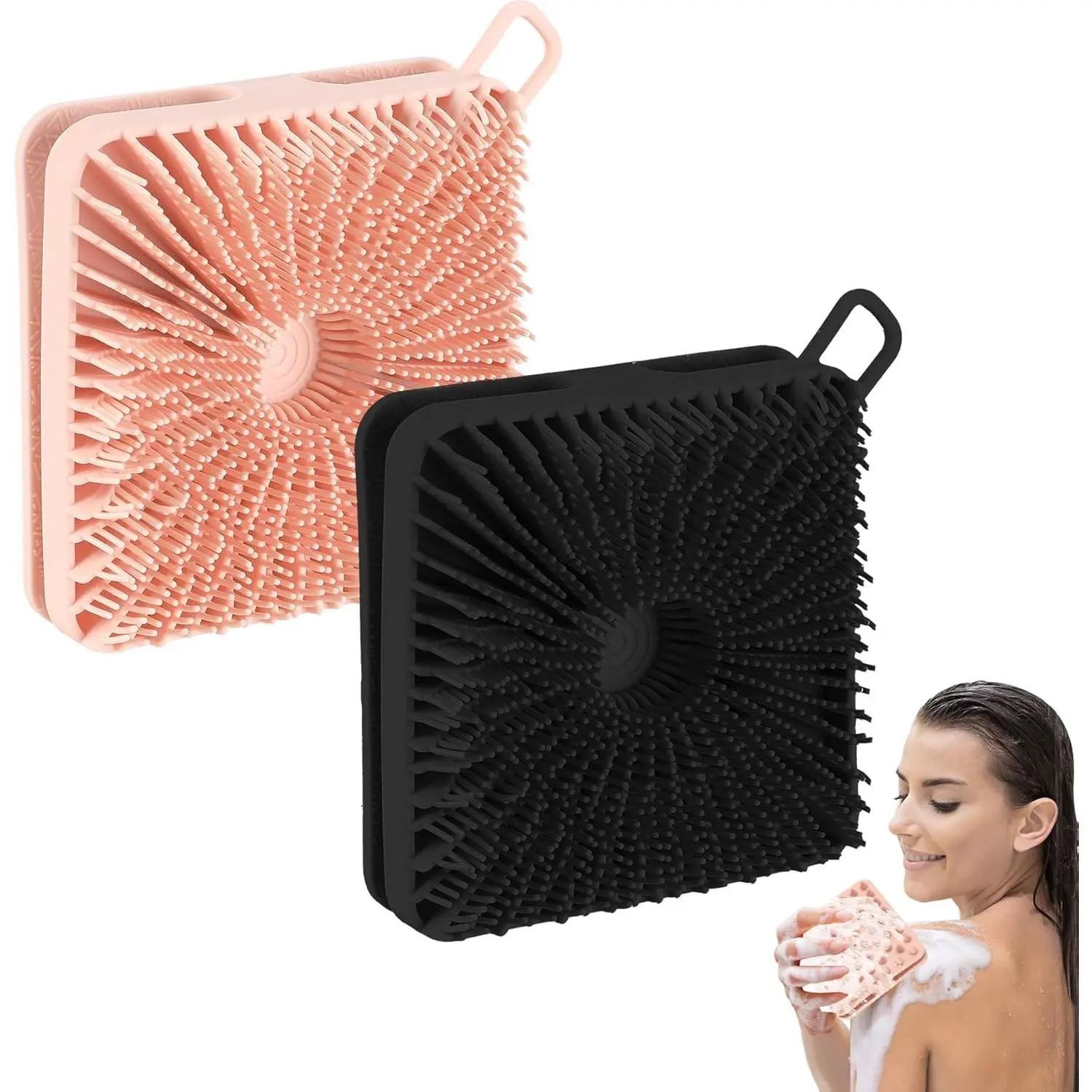 Silicone Body Scrubber 2pcs Silicone Loofah Silicones Shower Scrubber Exfoliating Body Scrubber for Women Men Soft Silicones Bath Shower Brush & Scalp Massager for All Skin Lather Well