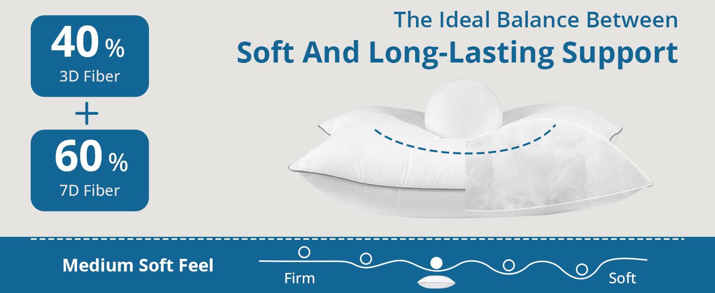 Pillows Queen Size Set of 4, Bed Pillows for Side, Back, and Stomach Sleepers - Oeko-Tex Certified Supportive Down Alternative Plump Filling - Hotel Quality and Machine Washable, 4 Pack