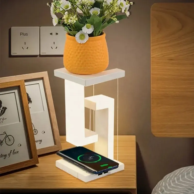 Floating Anti-Gravity Wireless Charging Desk Lamp, LED Light, Supports Phone Wireless Charging, Romantic Home Decor Item