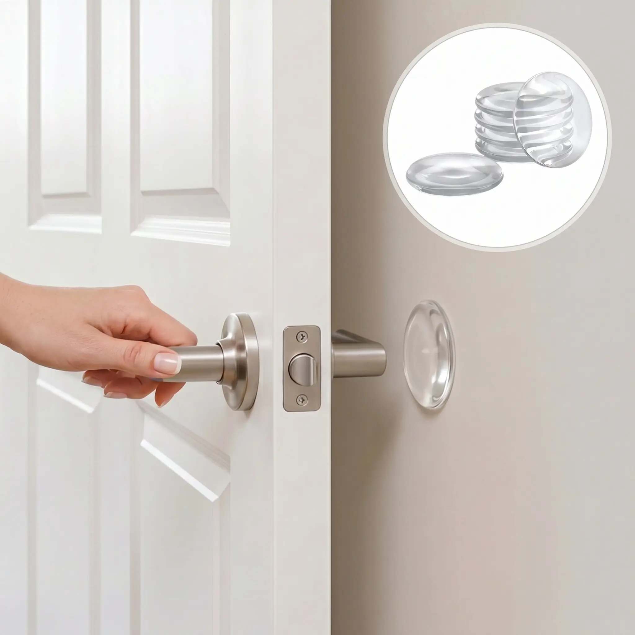 Clear Silicone Door Stopper Wall Protector, Shock Absorbing Noise Dampening Self Adhesive Bumper Pads, Invisible Anti Collision Buffer For Home Door Handle Cabinet Furniture Toilet, Household Renovation Supplies For Family Renter-YY0