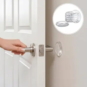 Clear Silicone Door Stopper Wall Protector, Shock Absorbing Noise Dampening Self Adhesive Bumper Pads, Invisible Anti Collision Buffer For Home Door Handle Cabinet Furniture Toilet, Household Renovation Supplies For Family Renter-YY0