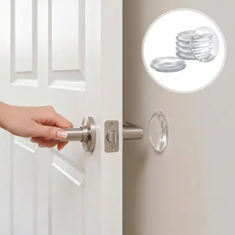 Clear Silicone Door Stopper Wall Protector, Shock Absorbing Noise Dampening Self Adhesive Bumper Pads, Invisible Anti Collision Buffer For Home Door Handle Cabinet Furniture Toilet, Household Renovation Supplies For Family Renter-YY0