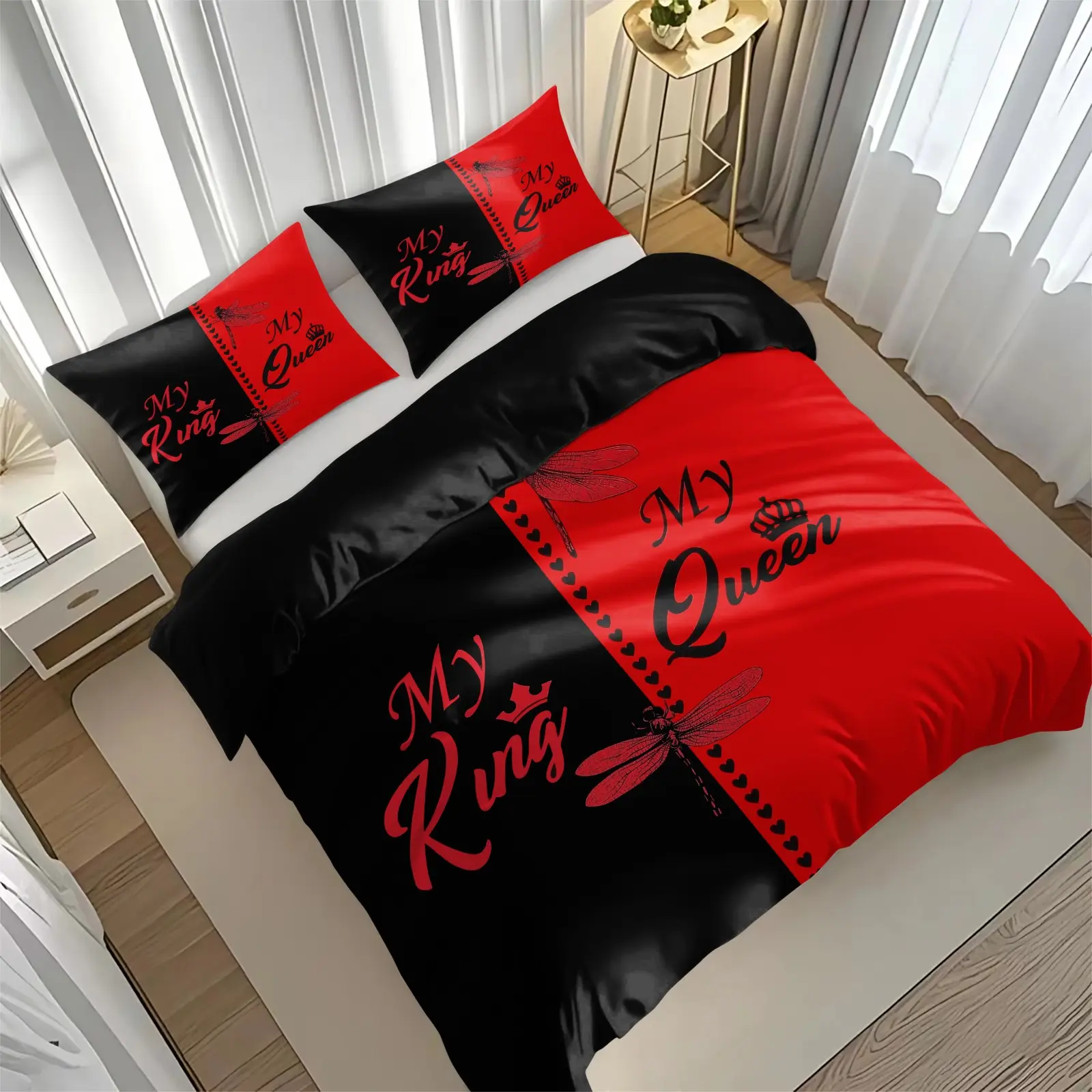 3-Piece Digital Print Bedding Set, Soft Breathable Fabric, All-Season Use, Includes 1 Fitted Sheet + 2 Pillowcases
