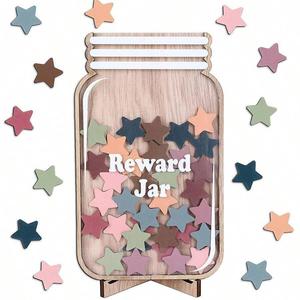 star shaped reward jar, 25pcs/set colorful star shaped reward system, self-discipline reward jar, home decor, gift for kids