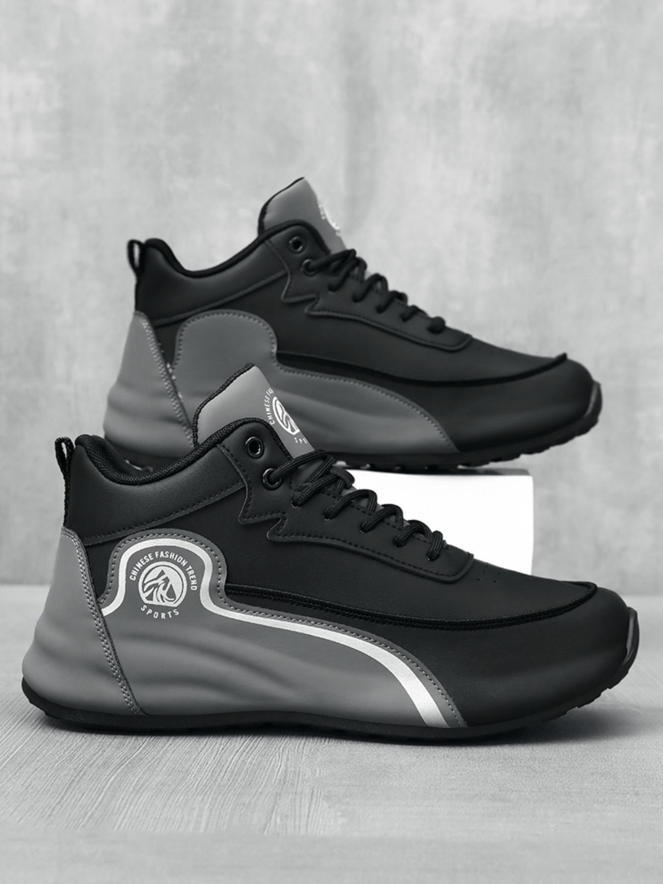 Men's Fashionable Lace Up Mid Top Sneakers, Casual Comfortable Breathable Sports Running Shoes, Male All-match Round Toe Shoes for Daily Wear, Closed