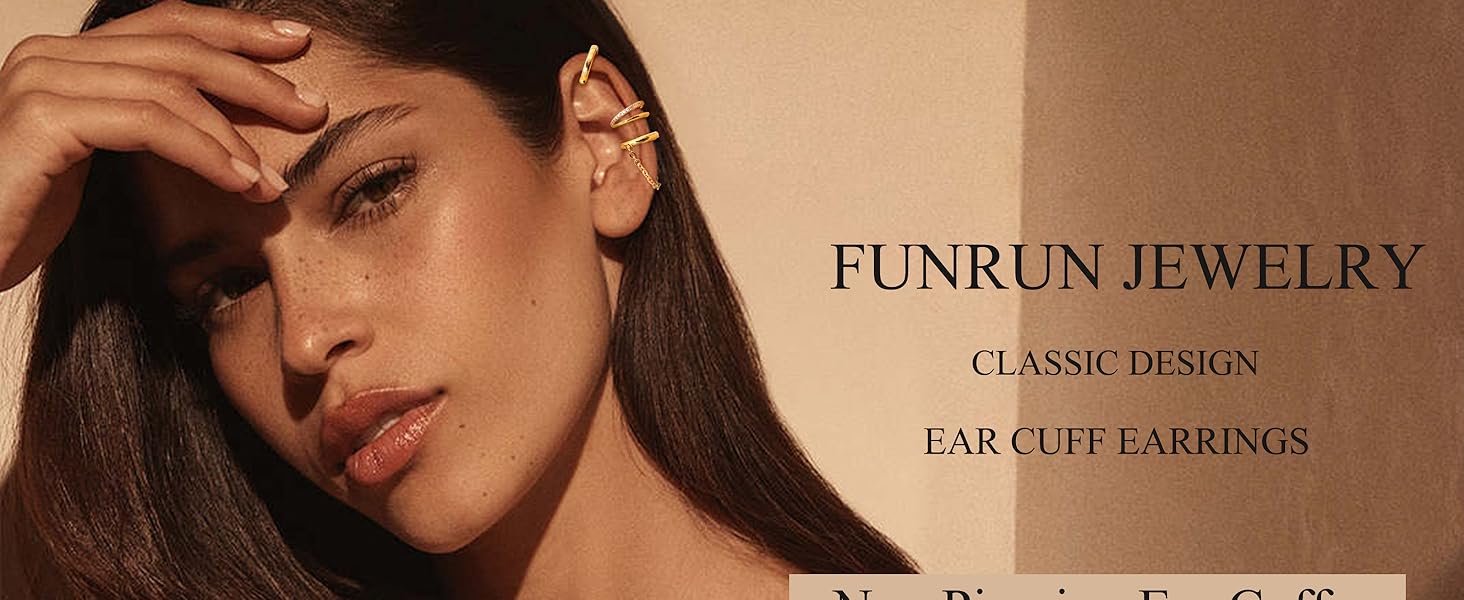 FUNRUN 12 Pcs Ear Cuffs Non Piercing for Women Adjustable Cuff Earrings Non Pierced Cubic Zirconia Ear Cuff Clip on Cartilage Fake Earrings Jewelry