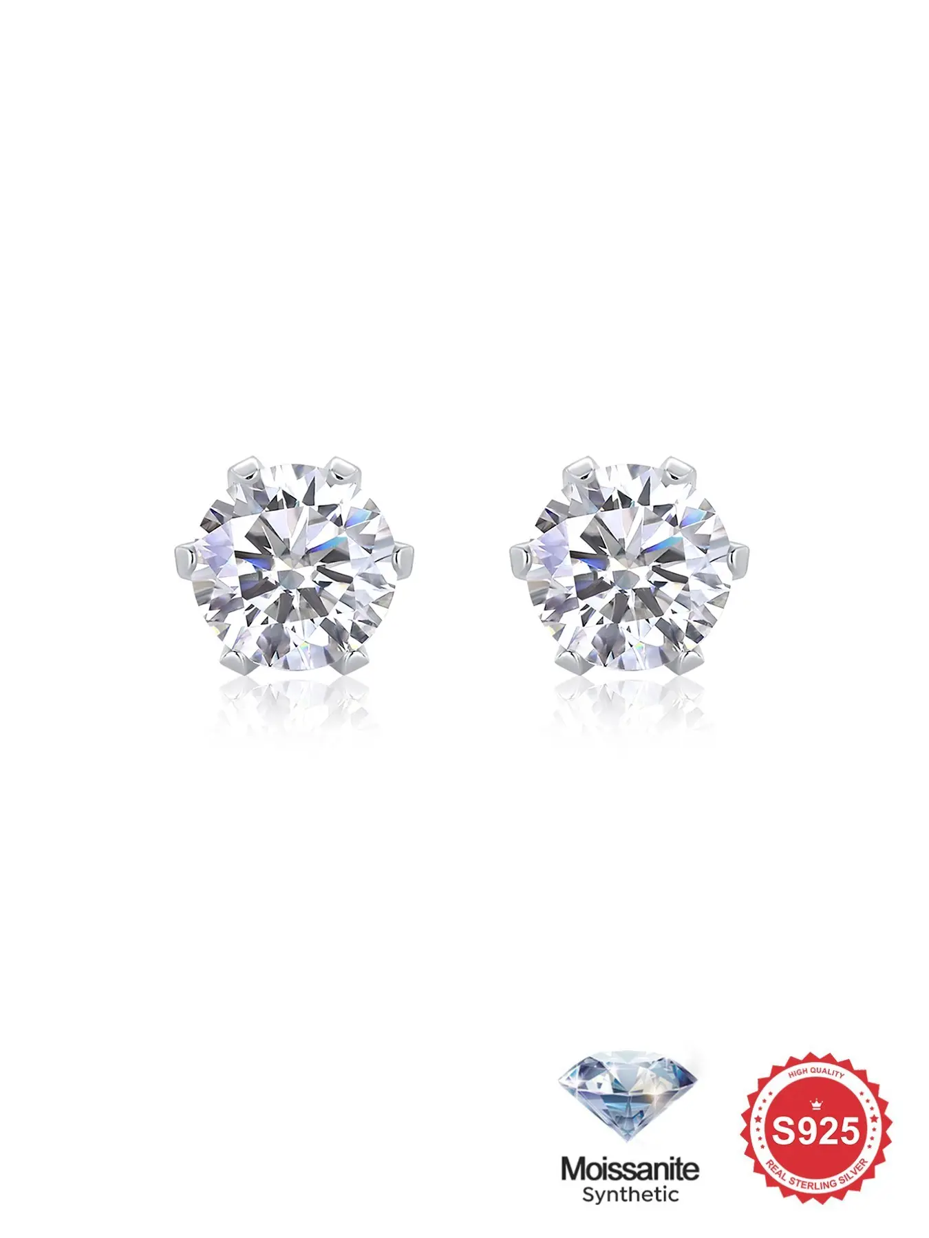 1 Pair Elegant  Shining Real S925 Sterling Silver 0.5ct-1ct Synthetic Moissanite Snowflake Stud Earrings for Women Dating Party Eternal Promise Wedding Engagement Earrings Ladies Fine Jewelry Anniversary Gift Special Chioce