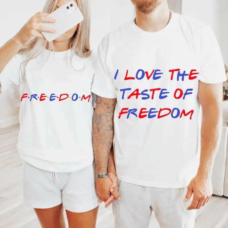 I Love The Taste of Freedom Matching 4th of July Couples Shirt, Funny Sarcastic Couple, Patriotic Freedom