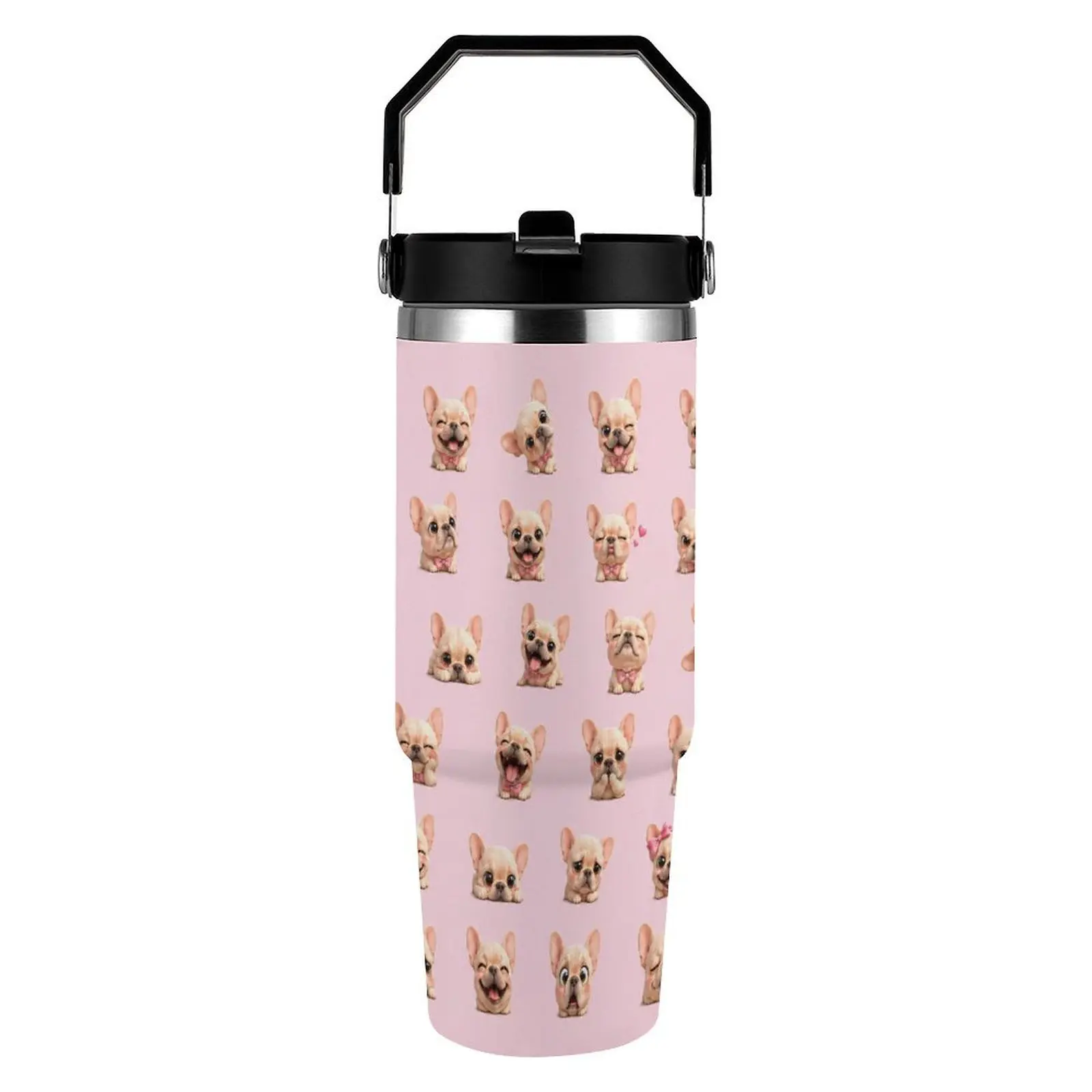 French Bulldog 30oz Handle Car Tumbler