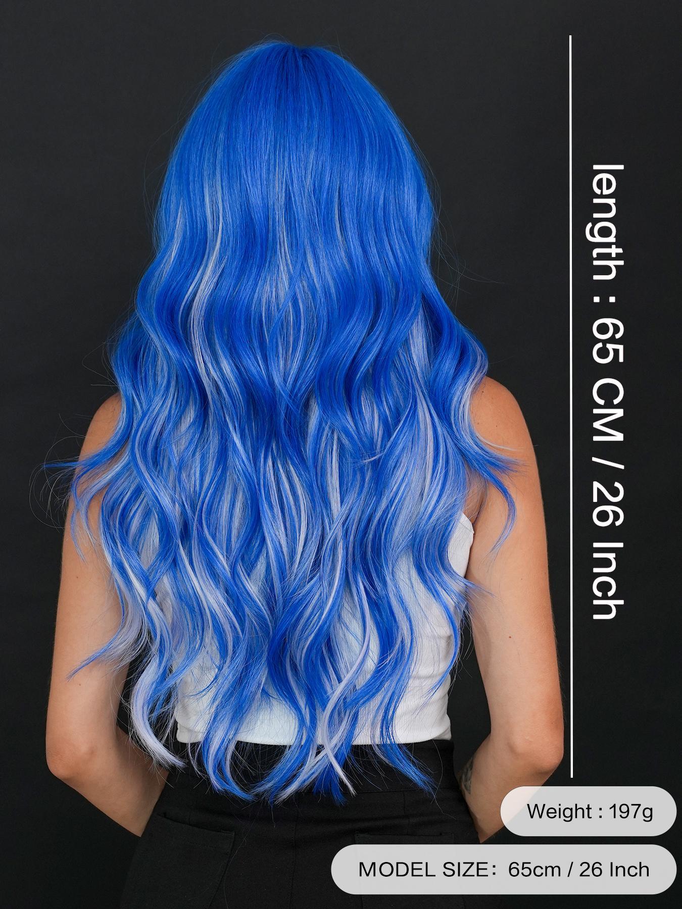 26 Inch Long Body Wavy Pre Styled Synthetic Hair Wig for Women, Natural Looking Fluffy Synthetic Fiber Wavy Texture Wig with Curtain Bangs, Full Machine Highlight Loose Wave Wig for Party, Daily Use, Highlight Brown Wig, Synthetic Wavy Hairstyle