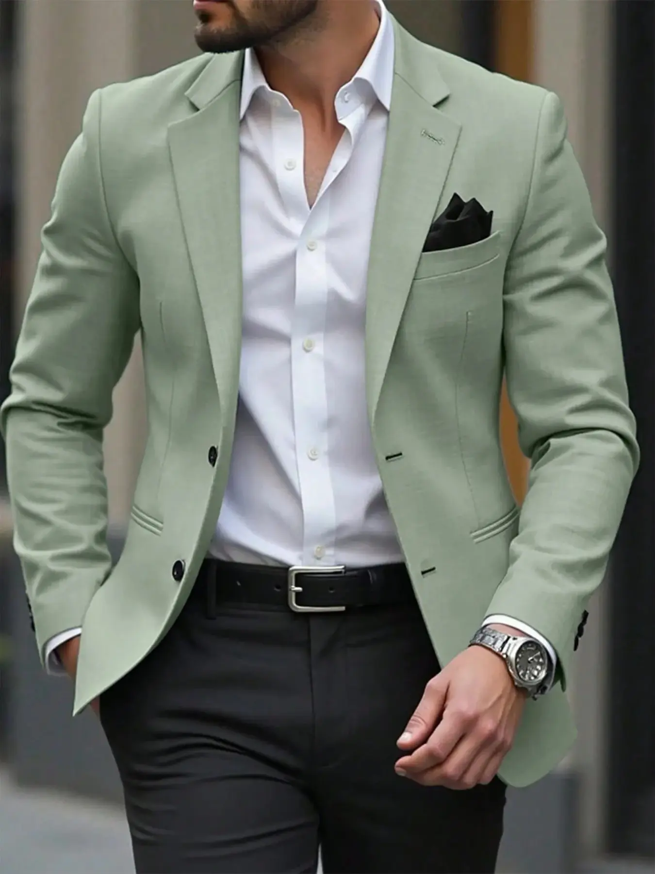 Men's Slim Fit Suit Jacket, Solid Color Business Casual Blazer, Lightweight Formal Wear, Versatile Office Attire, Elegant Single Piece