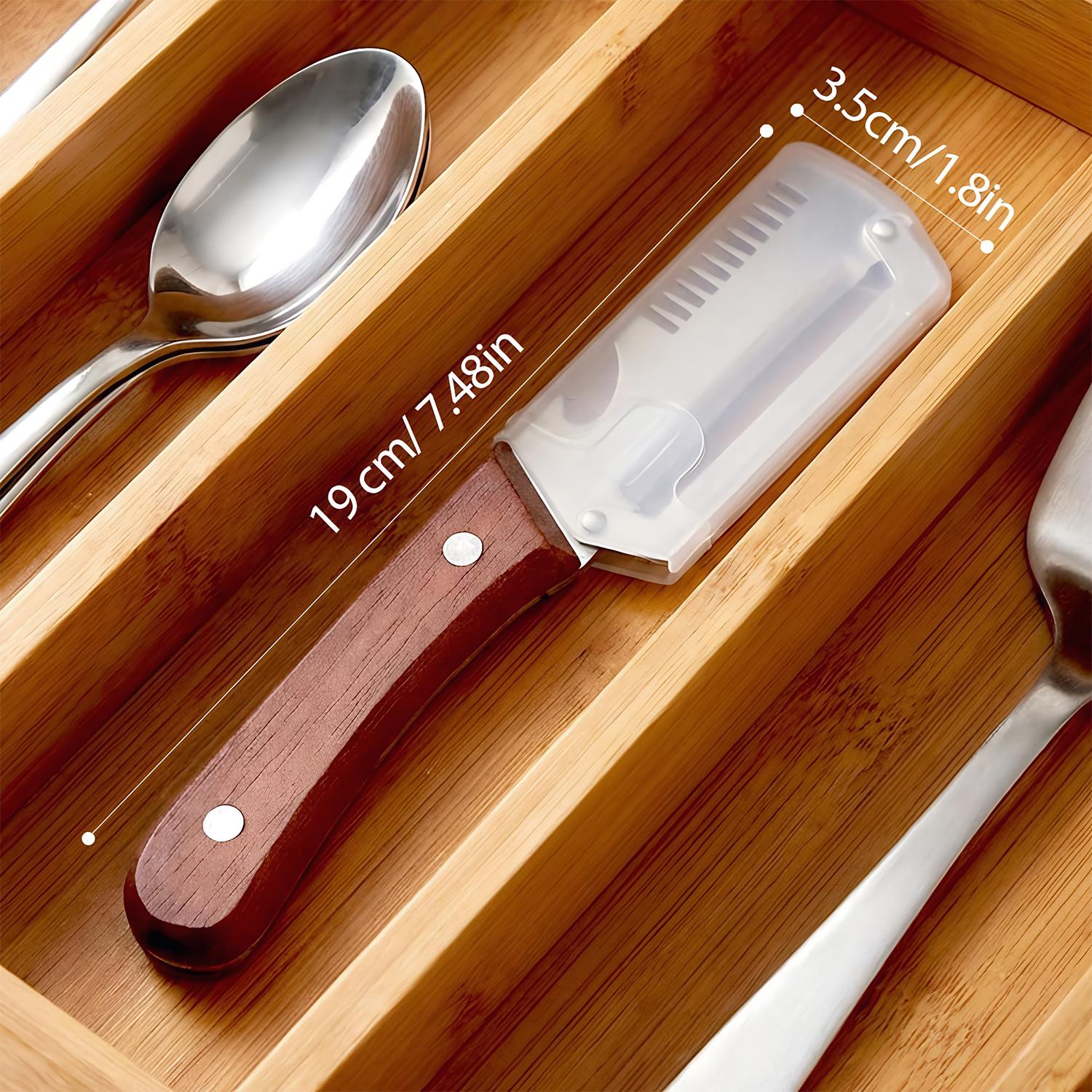 3-in-1 Multi-Function Vegetable Fruit Peeler, Wooden Comfort Grip Handle, Stainless Steel Blade, Julienne Slicer Cutter with Bottle Opener, Dishwasher Safe Kitchen Prep Gadget for Potato