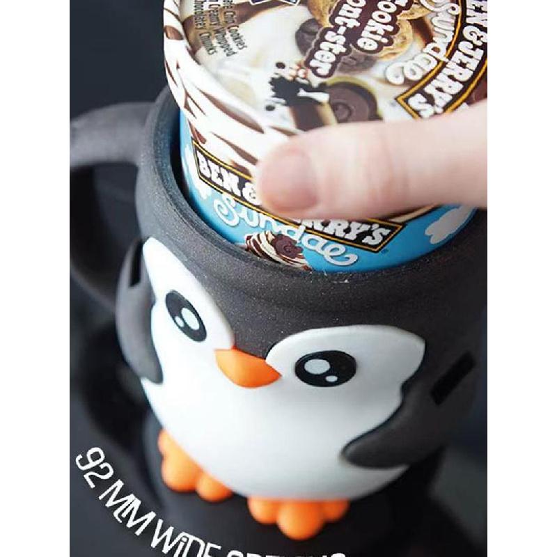 Highland beef ice cream pint holder, cute ice cream pint, 3D printed reusable popsicle container, dessert cup with antifreeze handle - the ideal gift for Highland beef lovers (brown).Cute penguin cup, comes with a spoon, Christmas gift, family use
