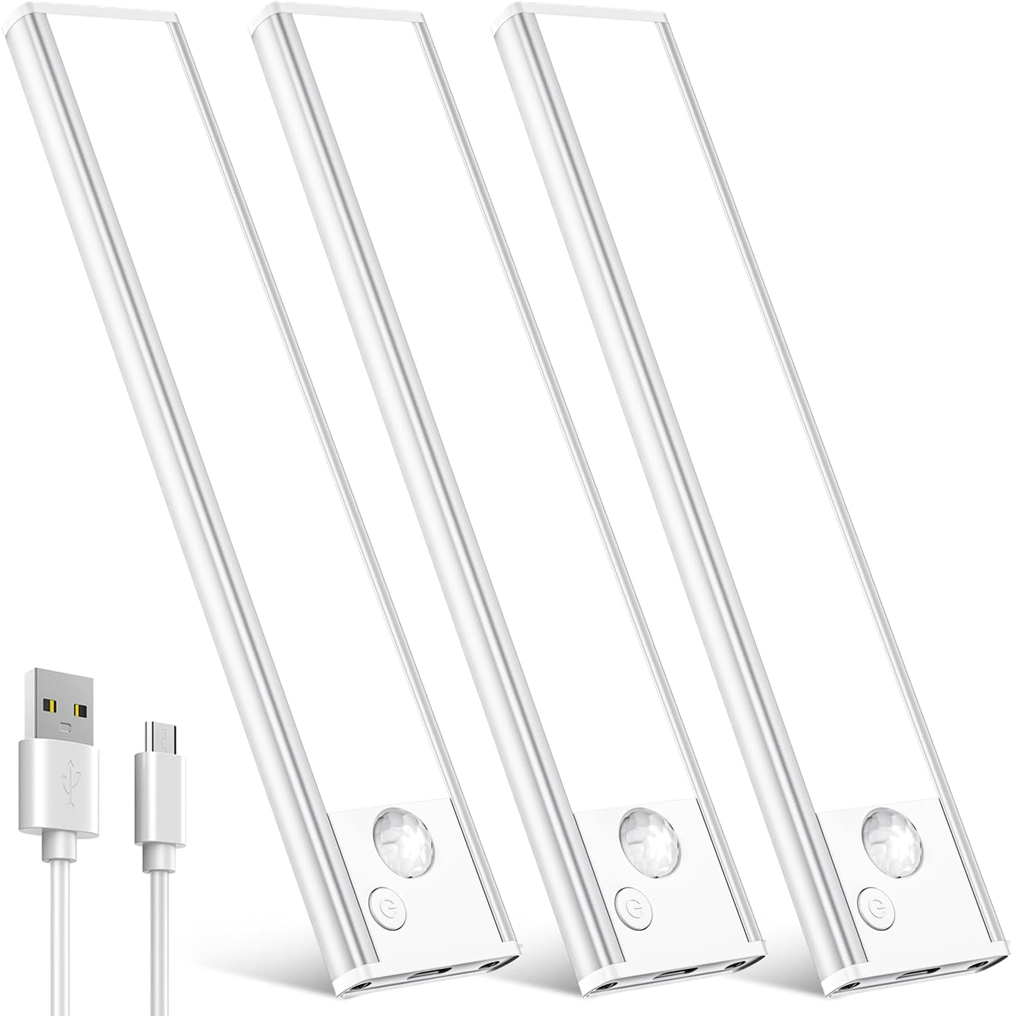 Under Cabinet Rechargeable Lighting: Motion Sensor Dimmable Lights Indoor - Battery Operated Lights - Wireless Activated Closet Light Magnetic Led Light for Kitchen Home Bathroom Counter Shelf