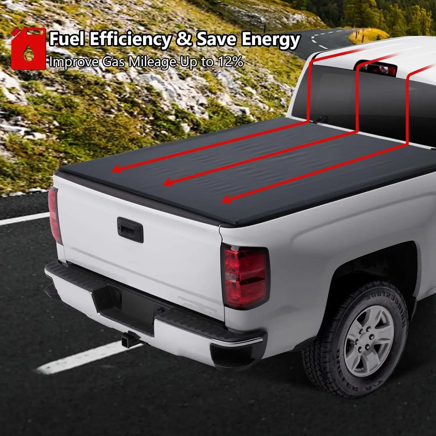 Soft Roll Up Truck Bed Tonneau Cover – Durable, Weatherproof, Secure Cargo Protection – Compatible with Tacoma 2016-2023 5ft, Warrior 2020-2024 5ft, Ridgeline 2017-2025 5ft
