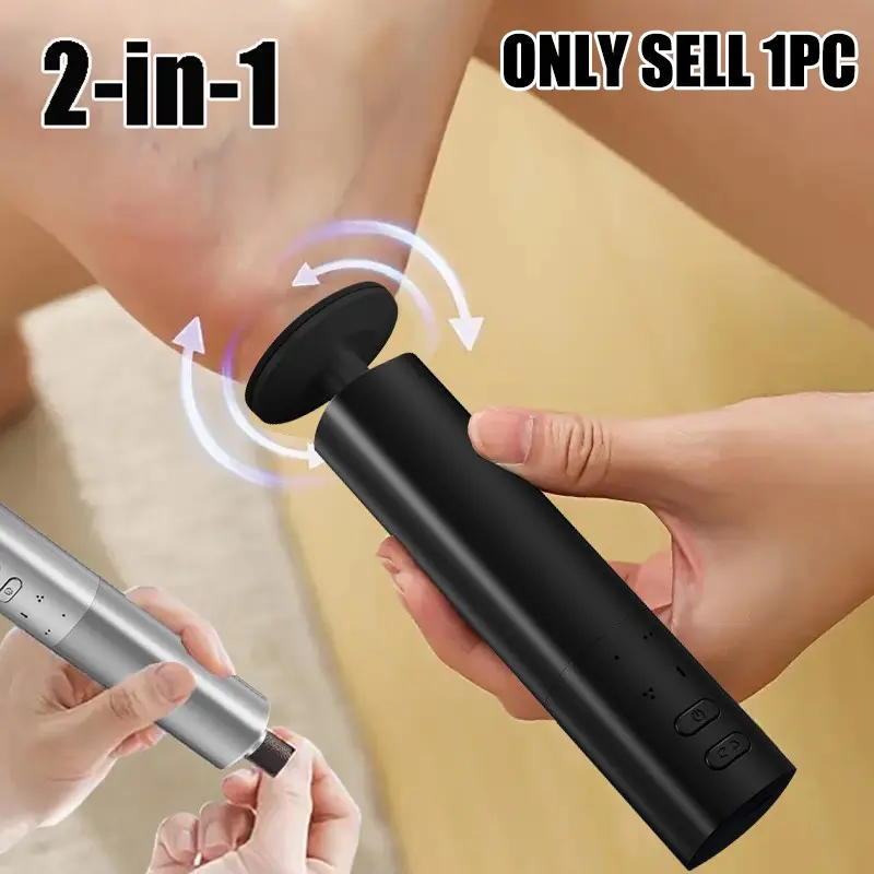 Electric foot file, featuring 60 replacement sanding sheets, a callus remover, a foot nail file and a compact, smooth portable pedicure set—ideal for home and travel use. Smooth pedicure stick