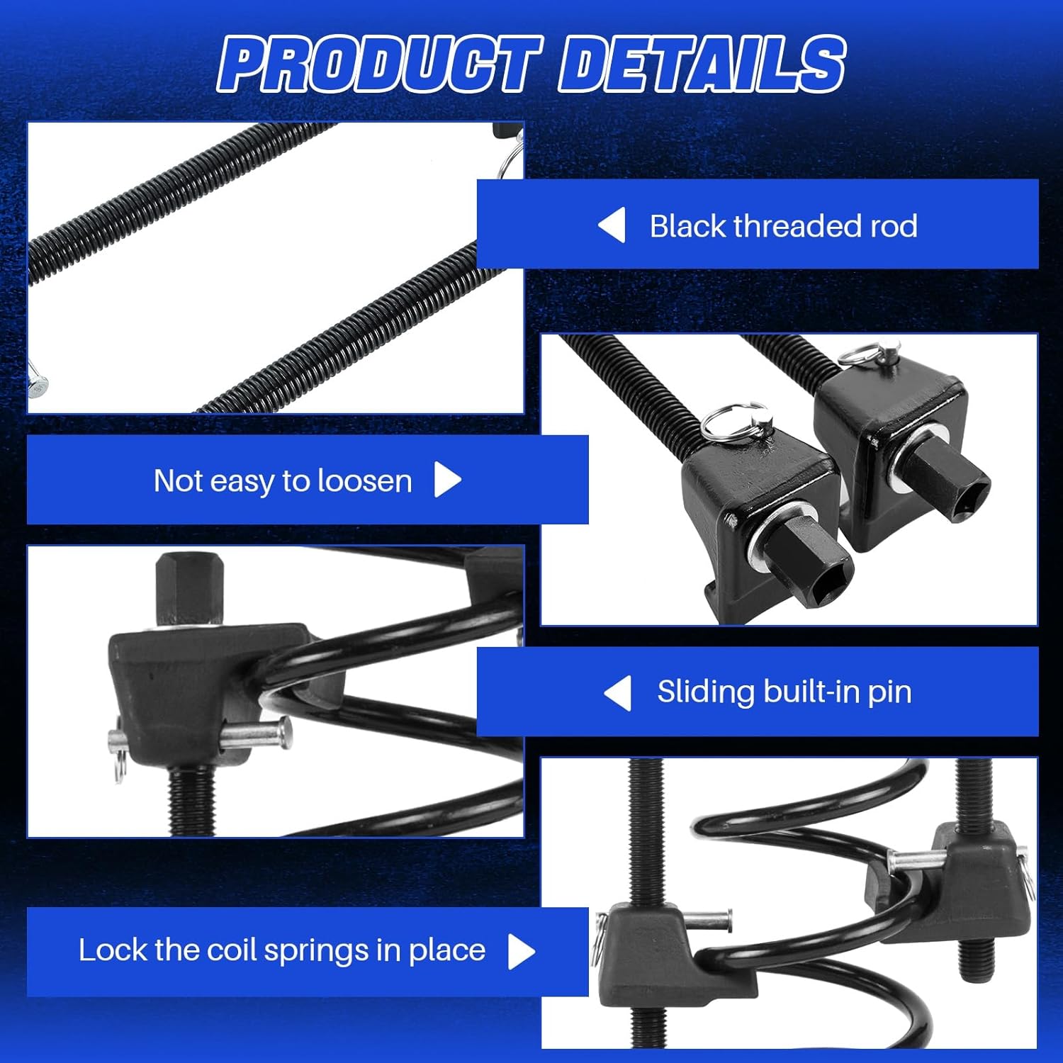 Macpherson Strut Spring Compressor Tool Kit 2 count Coil Spring Compressor with Detent Pins Spring Compressor with 10.5in Range for Suspension Work (Blue)