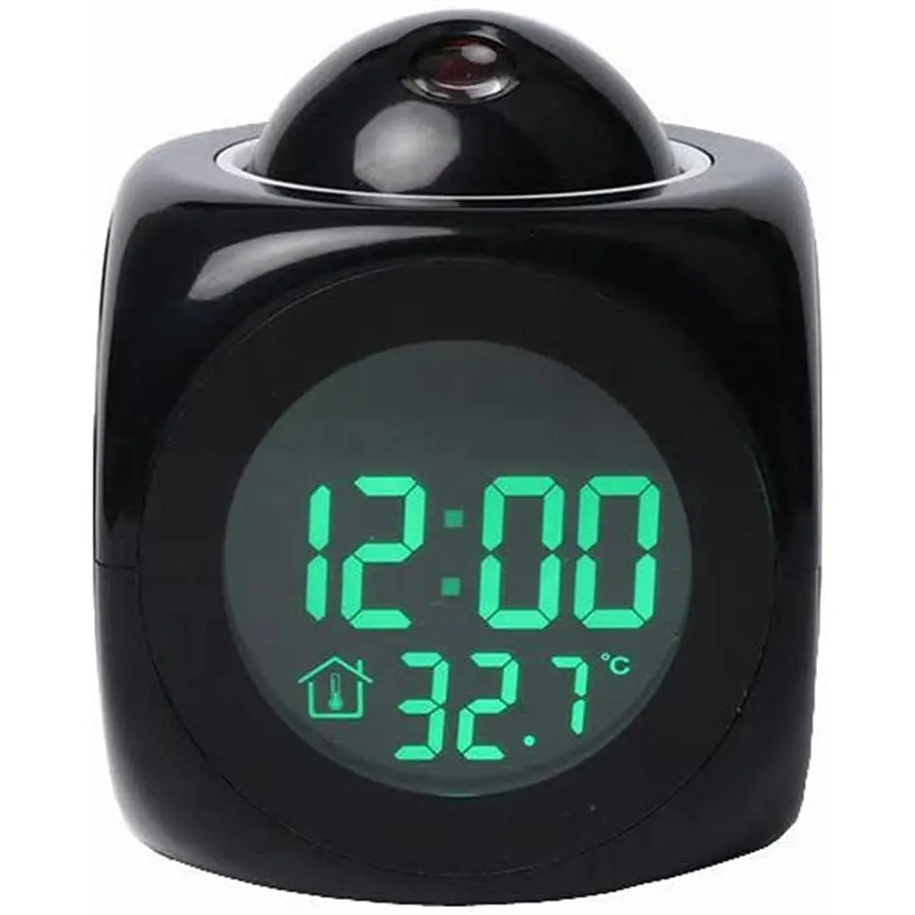with Talking LED Time Temperature for Bedroom,Projection Alarm Clock for Bedrooms Report Alarm Clock 12/24 HDigital Electric Clocks Projection On Ceiling, Bedside, Office (Black)