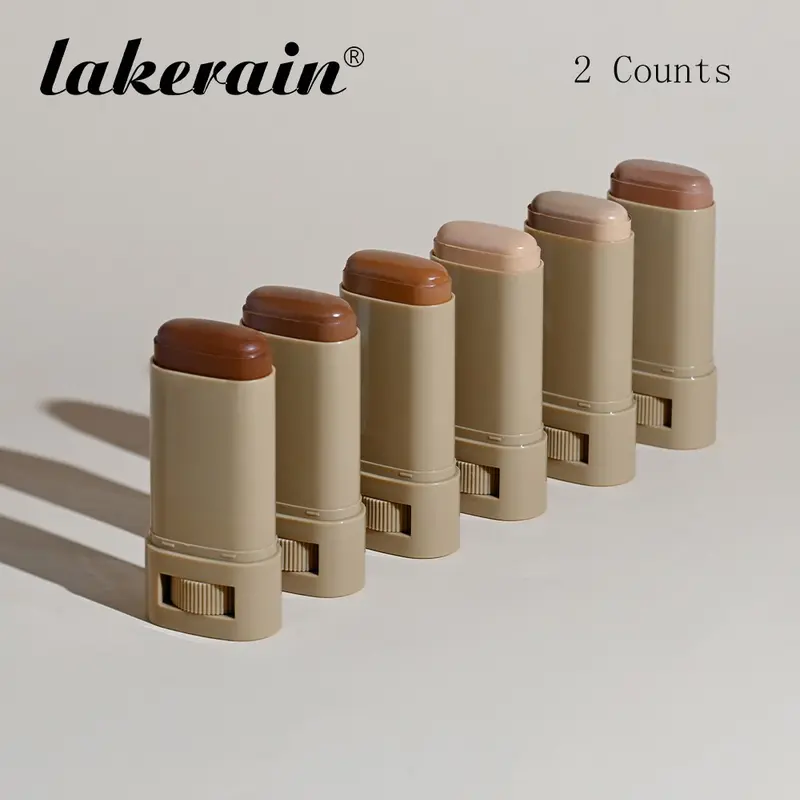 【Black Friday】2-Count Long-Lasting Solid Foundation Sticks, Waterproof and Sweatproof Lightweight Skin Tint with Silky Texture, 18 g Each, Available in 6 Shades