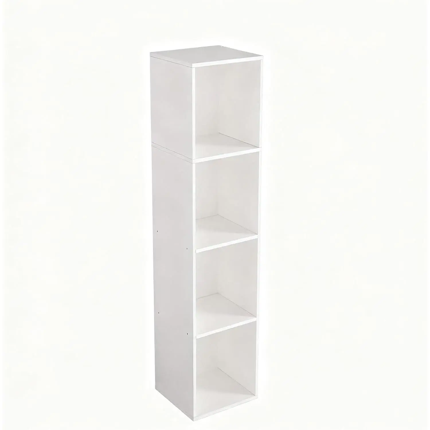 4 Cube Storage Organizer, Cube Shelf, Freestanding 4 Tier Open Shelf Bookcase for Home Office, Bedroom, Living Room, Study, White