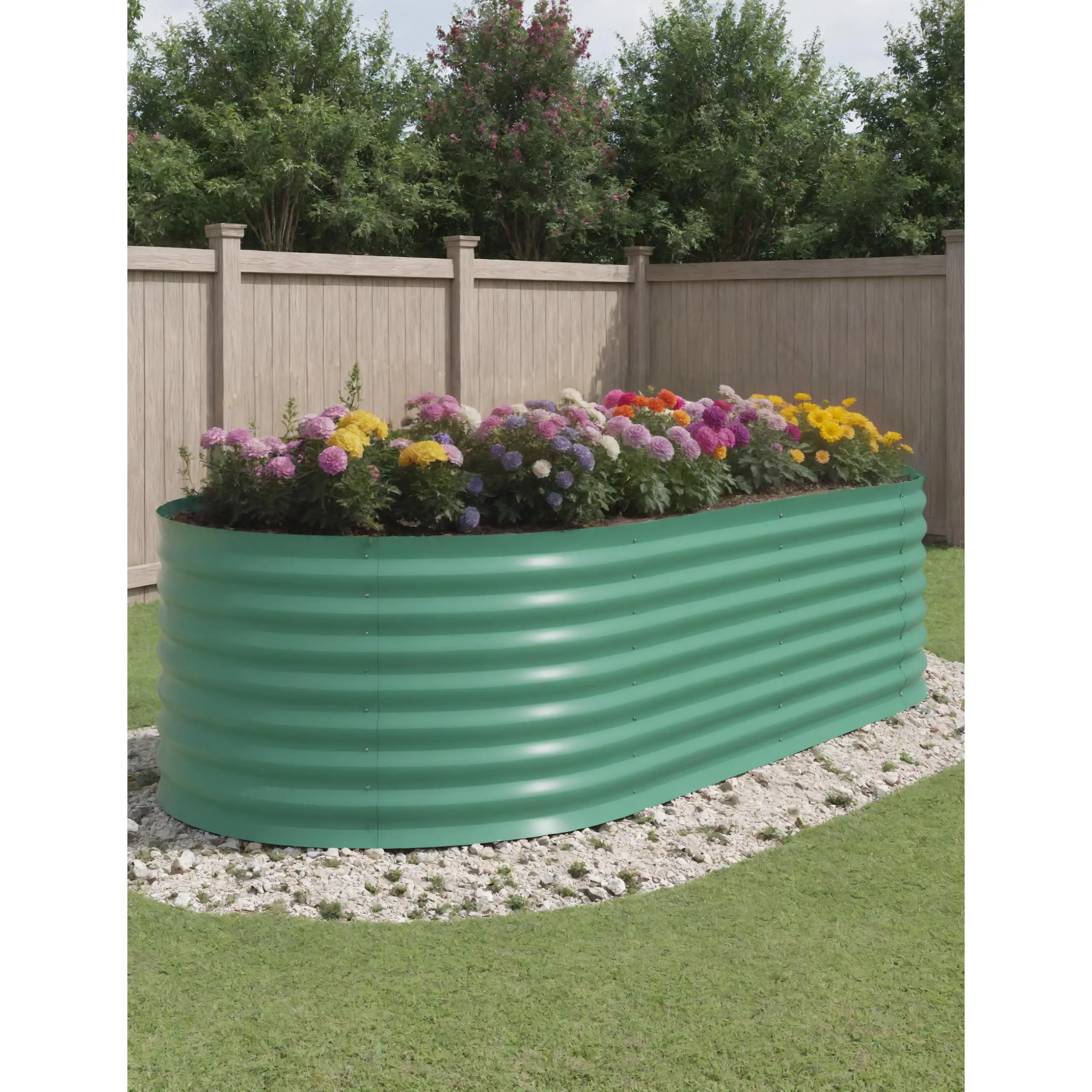 Galvanized Steel Raised Garden Bed, Heavy Duty Oval Metal Planter Box for Vegetables Herbs Flowers, Corrosion Resistant Outdoor Elevated Planting Bed for Patio Backyard