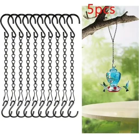 5 pcs 10-inch Hanging Chain with S-Hooks, Adjustable Decorative Iron Plant Hangers for Indoor/Outdoor Use, Ideal for Plants, Bird Feeders, Lanterns and Garden Accessories