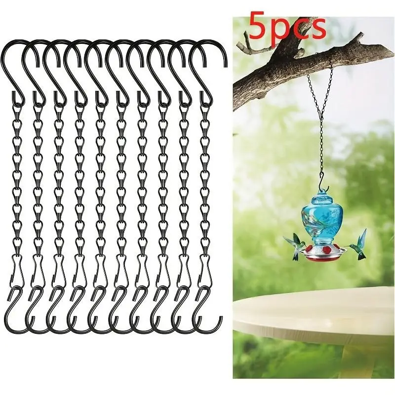 5 pcs 10-inch Hanging Chain with S-Hooks, Adjustable Decorative Iron Plant Hangers for Indoor/Outdoor Use, Ideal for Plants, Bird Feeders, Lanterns and Garden Accessories