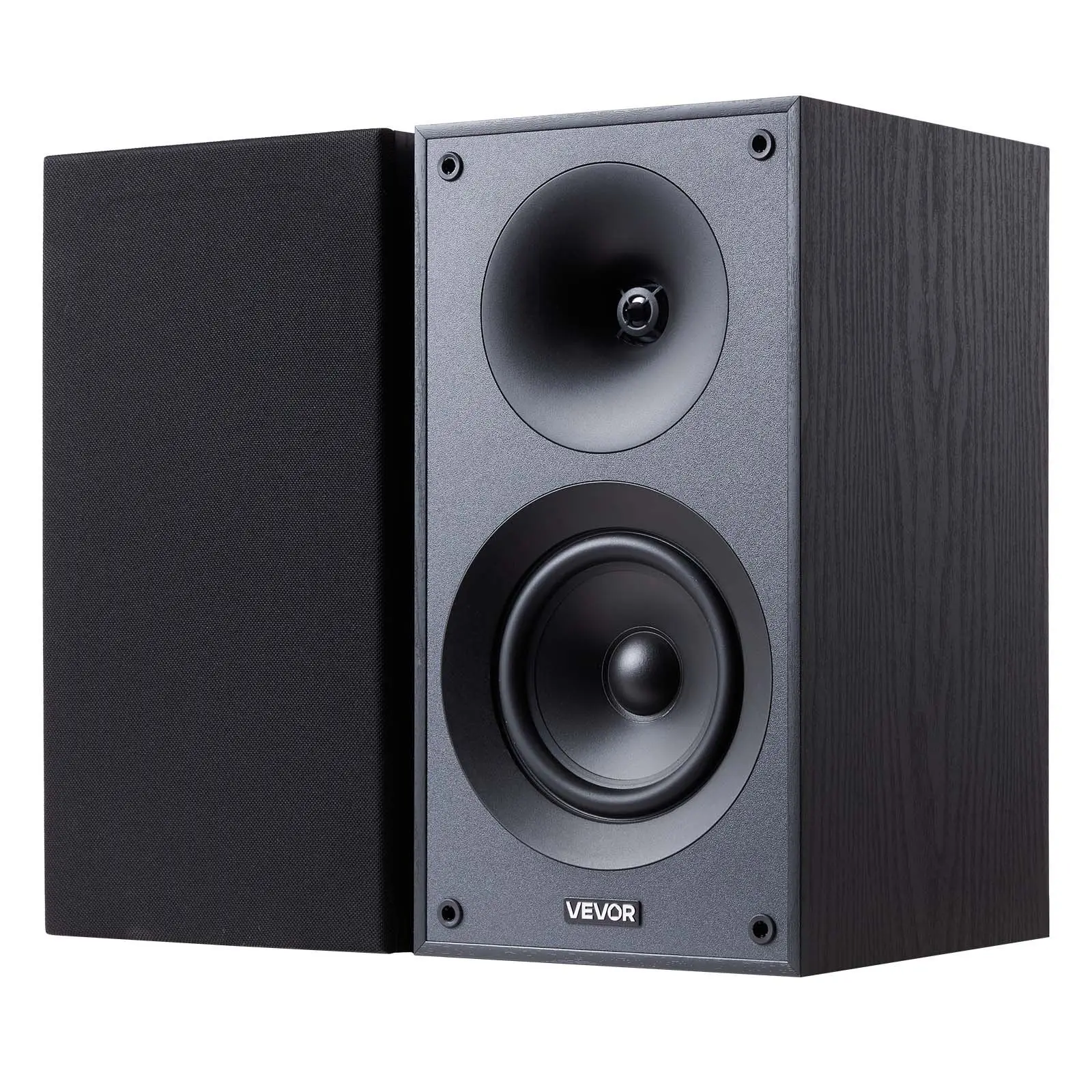VEVOR Passive Bookshelf Speaker, 300W, Book Shelf Stereo Speakers with 5.25-Inch Woofer and 1-Inch Tweeter, Detachable Grille, 65Hz-20KHz Frequency Response, Wooden Enclosure, for Home Theater (1 Pai