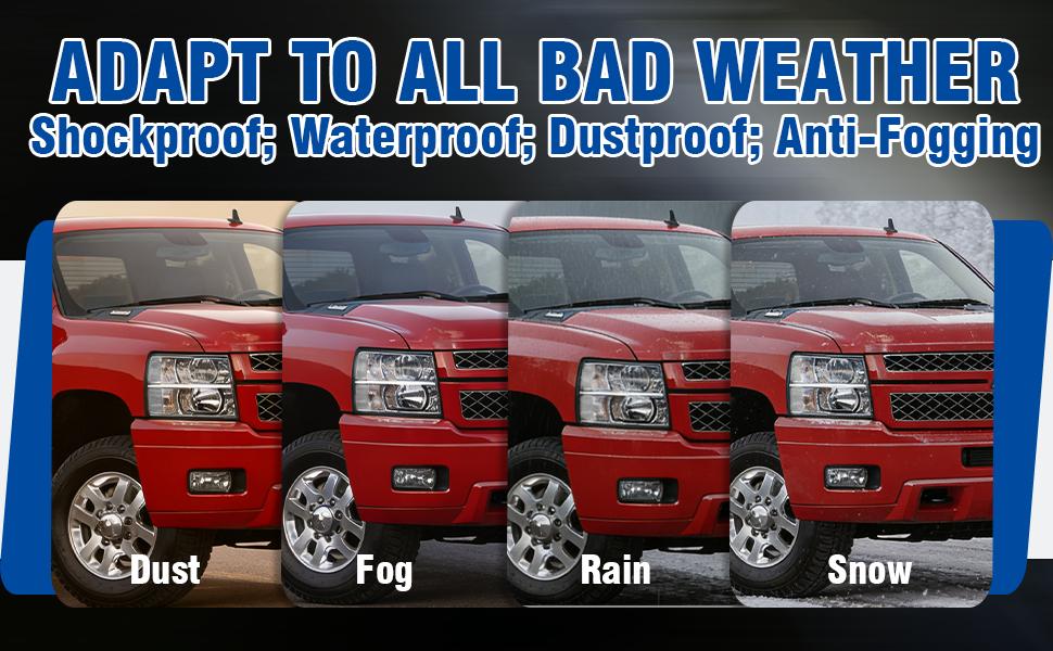 Headlights Assembly with High/Low Beam Bulbs for 2007-2013 Chevy Silverado 1500/ 2007-2014 Silverado 2500 HD 3500 HD, OE Style Replacment Headlamps Pair, Chrome Housing/ Clear Lens/ Clear Reflector