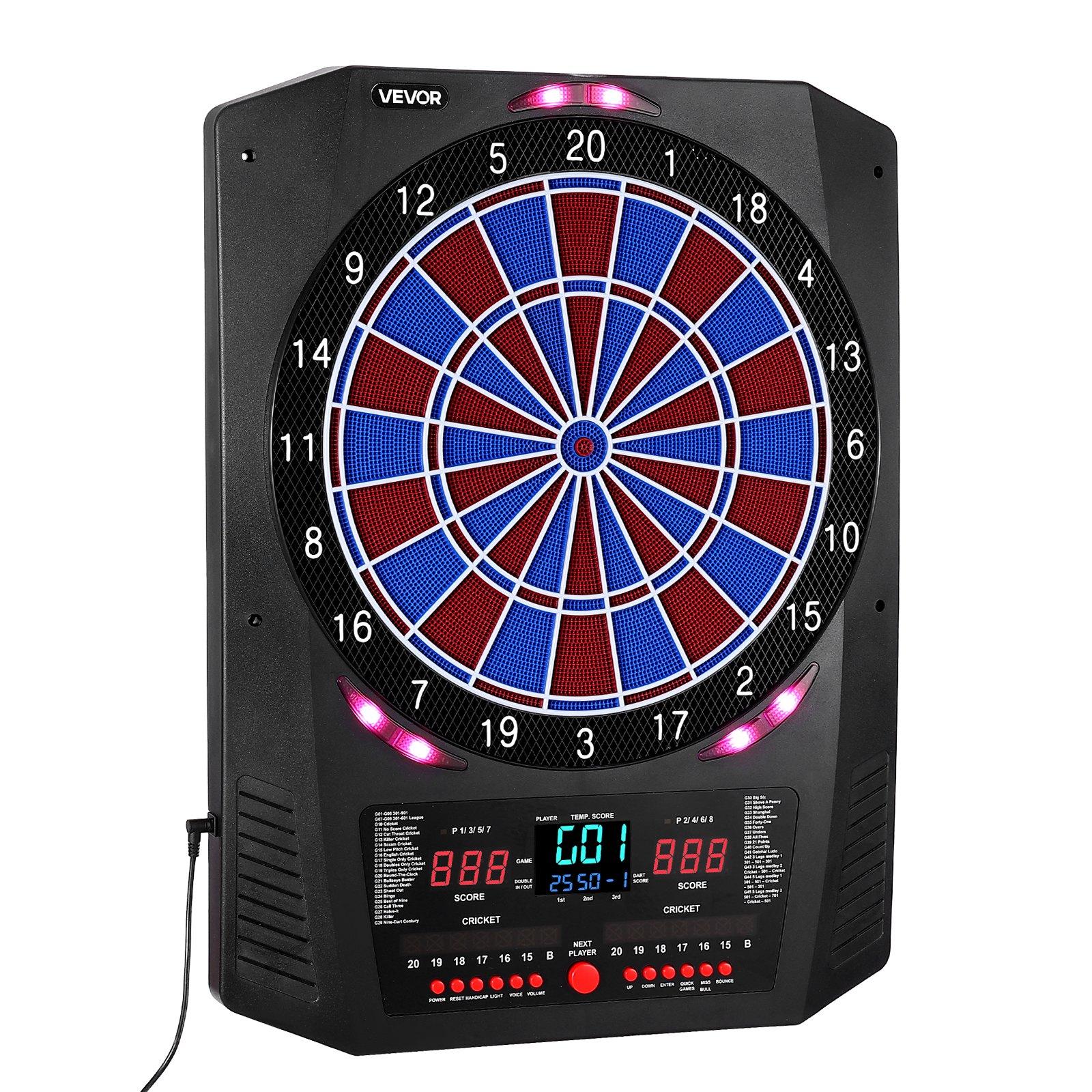 VEVOR Electronic Dart Board, 13.5" Target Dartboard with 45 Games & 474 Variations for Up to 8 Players, 6 Dart Shafts with Flights & 50 Soft Tips, Color LED Cricket Scoring Screen for Home Party Bar