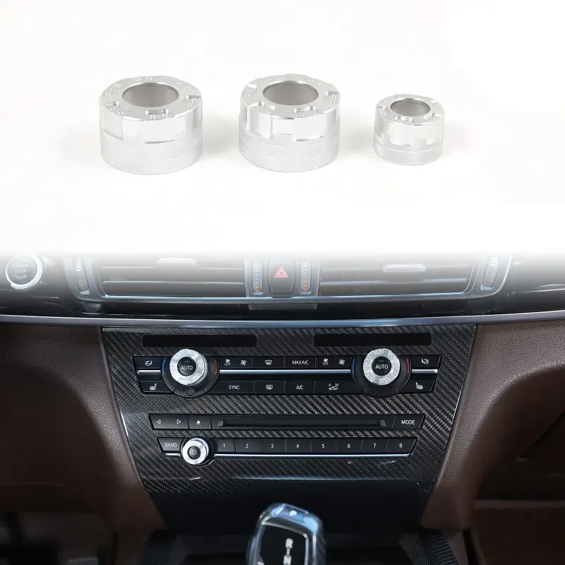 For BMW X5 X6 F15 F16 2014-2018 Aluminum Alloy Black Car Volume Air Conditioning Knob Ring Sticker Car Interior Accessories