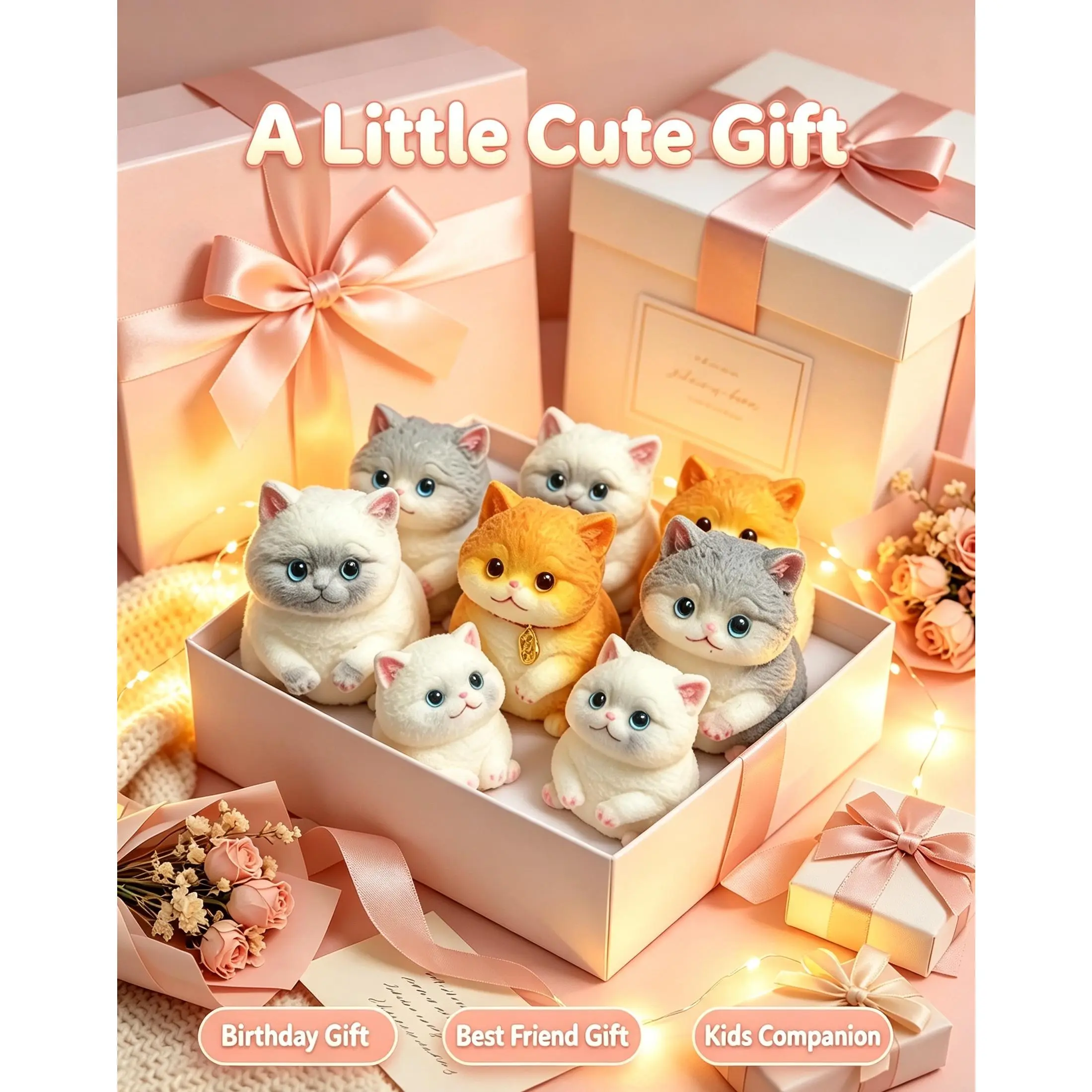 Handmade Cat Squishy Toy, Cute Soft Cat Stress Relief Squeeze Fidget Toy for Adults, Anxiety Relief Squishies, Fun Relaxation Gift and Lovely Desktop Ornament