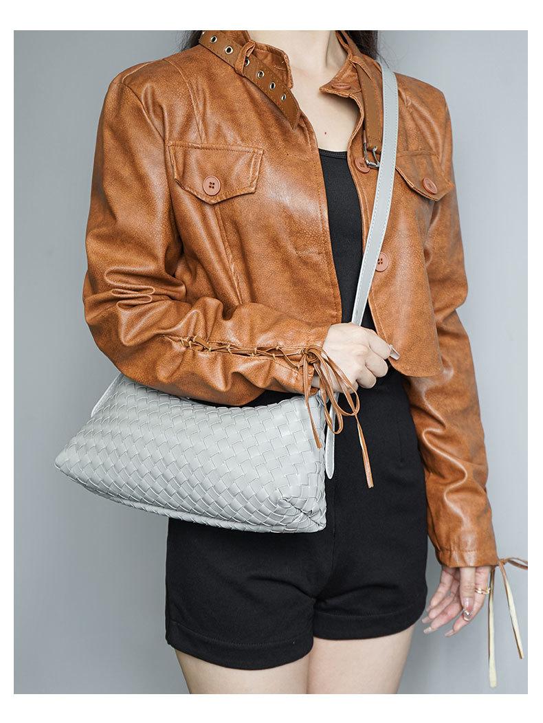 LUNÉ KVI Light Luxury Minimalist Handwoven Crossbody Bag for Women, Versatile and Elegant Crossbody Bag, Exquisite and Fashionable Half-Moon Shoulder Bag