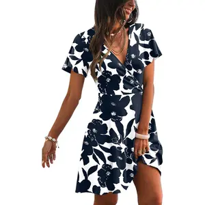 Womens Casual Dresses Wrap V Neck Dress A-Line Ruffle Sleeve Summer Sundress Fashion 2026
