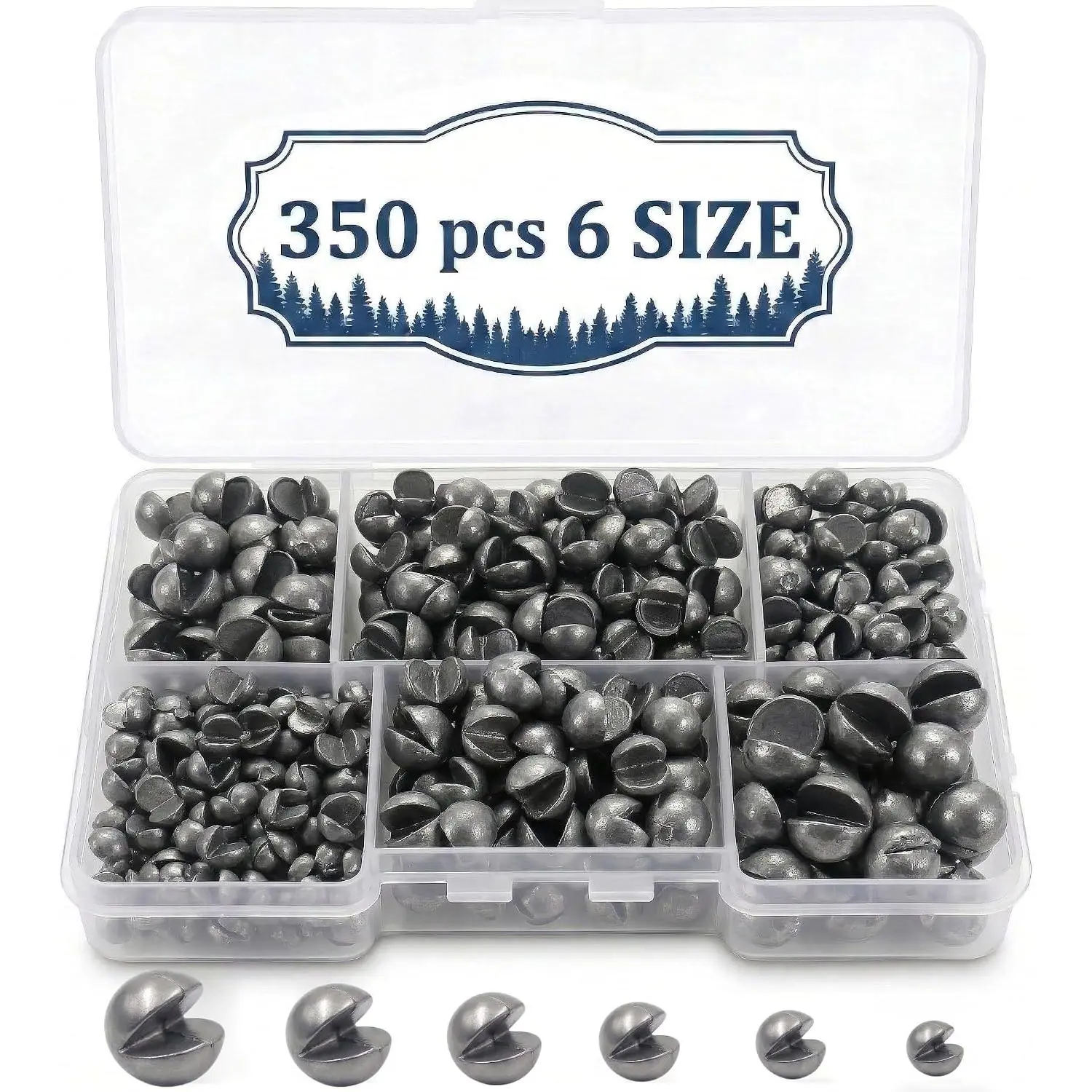 Split Shot Fishing Weights, Removable Sinkers 200/350PCS, 5/6 Sizes