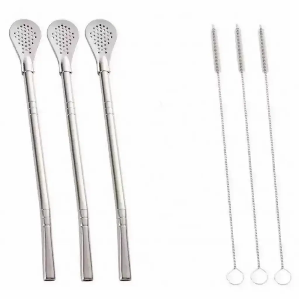 Stainless Steel Straw Spoon, 7.2 Inch Tea Drinking Straw, Multi-Functional Filter Spoon, Reusable Stirring Spoon for Travel Cups