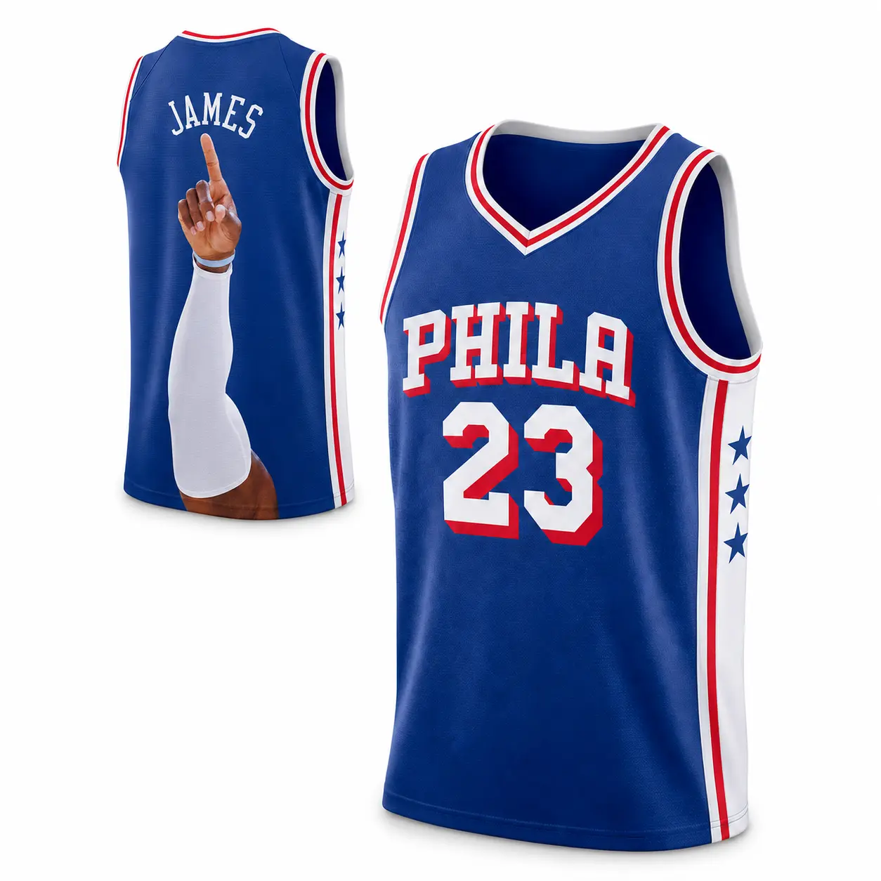 Unisex Basketball #23 James Philadelphia Team Swingman Jersey – Royal Blue, Breathable Mesh Game Day Streetwear – The Blueprint Never Goes Out of Style