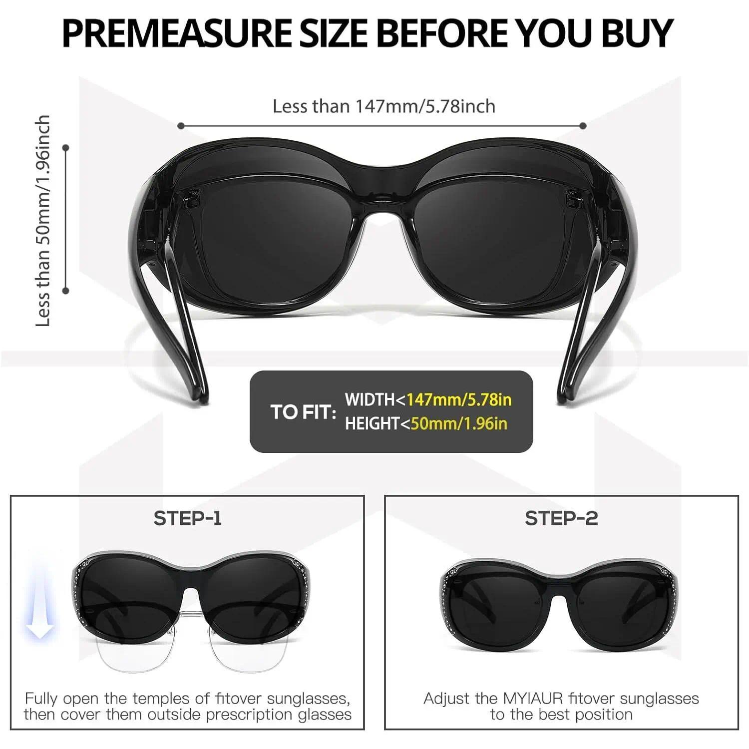 Good osierds Women's Polarized Fit Over Sunglasses with Rhinestones, Oversized UV400 Anti-Glare Shades for Prescription Glasses, Summer Driving Road Trip Wrap Around Bling Eyewear Beach Vacation