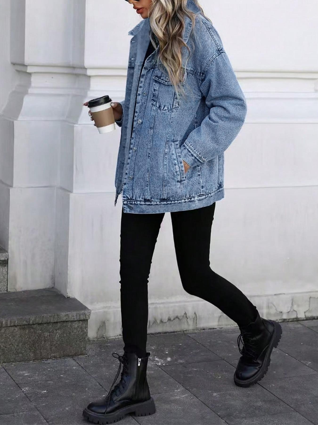Women's Denim Jacket, Casual Street Fashion Long Sleeve Outerwear for Daily Wear, Ladies Clothes for All Seasons