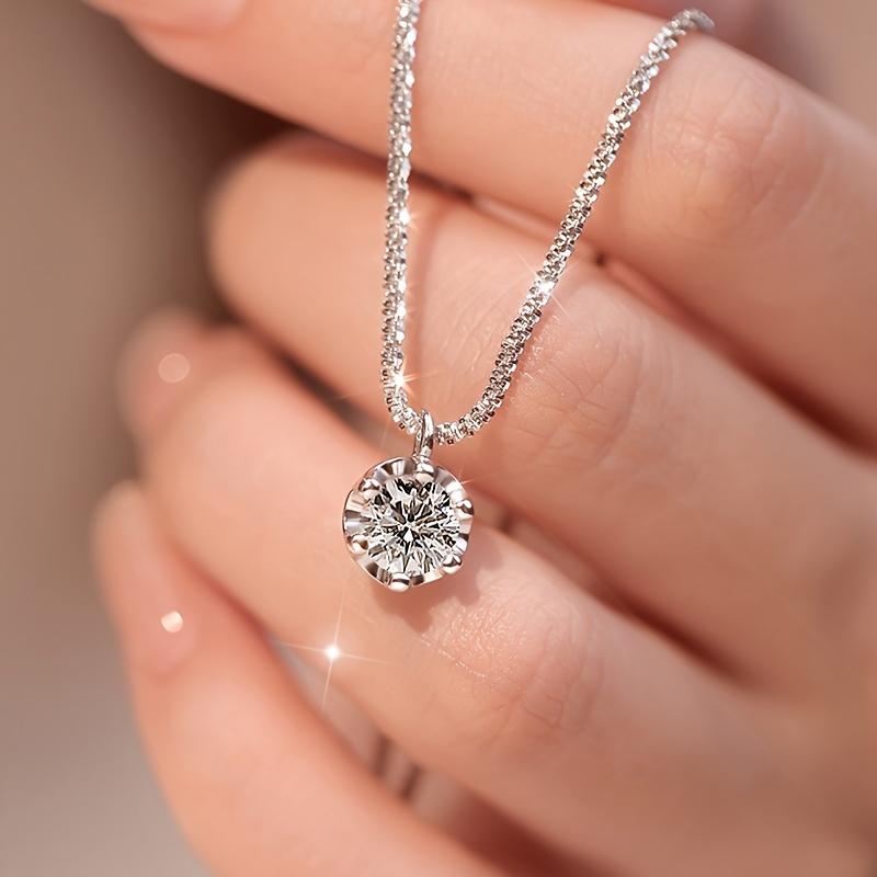 Moissanite Pendant Necklace for Women - S925 Sterling Silver, Luxury Round Cut, Jewelry Gift for Men, Women, and Girls