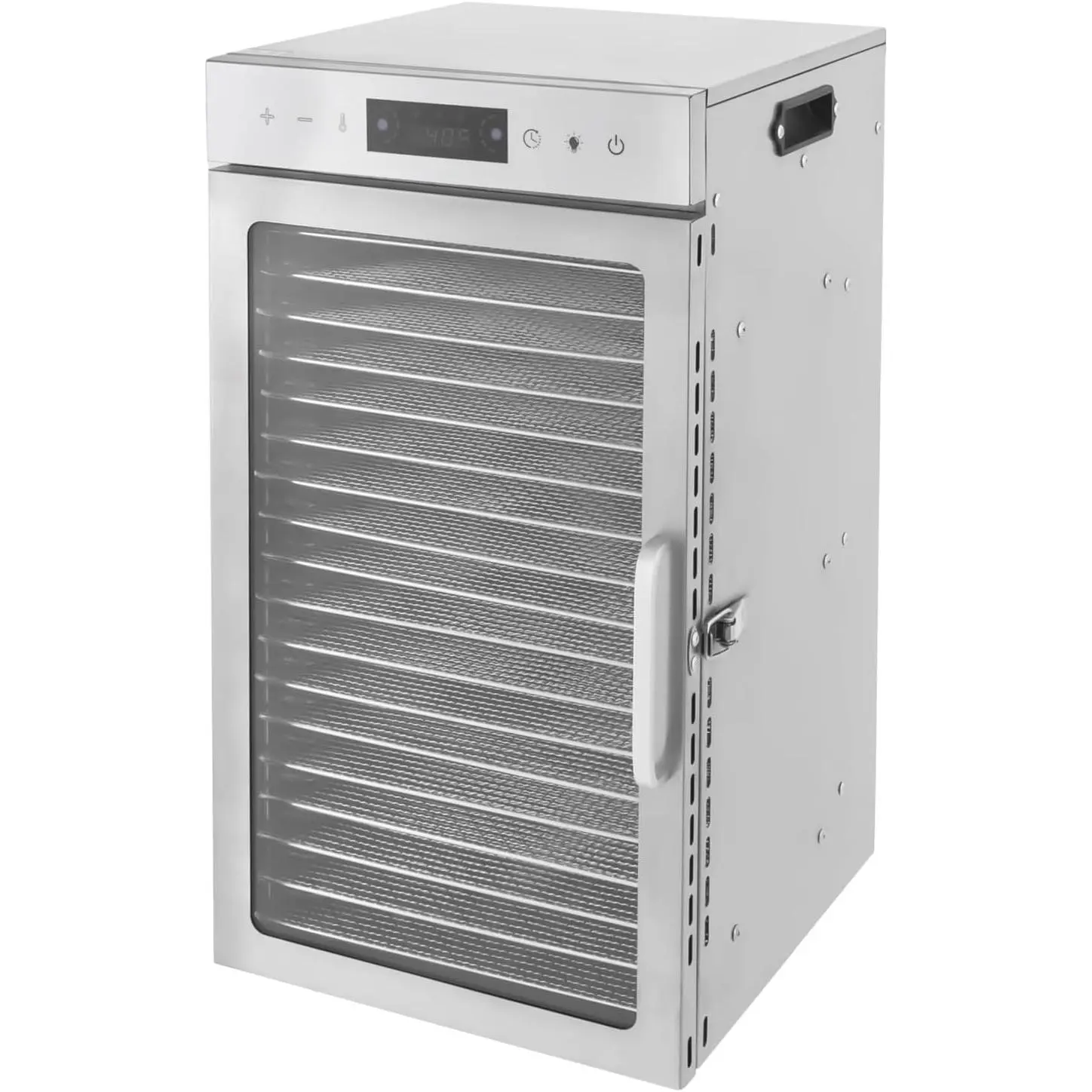 800W Food Dehydrator 18-Tray Stainless Steel Fruit Dryer with LED LIght 86-194℉ Adjustable Temperature 0~24 Hours Timed Design, Food Dryer Machine for Jerky, Fruit, Meat, Herbs (18 Trays) Ice Cubes Maker Slicer