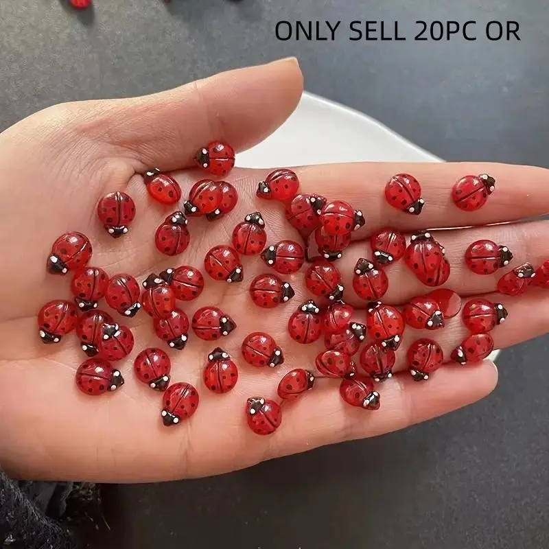 Mini Glowing Ladybug Shaped Resin Beads, Beads Charms Accessories, 20pcs/set DIY Decorative Accessories, DIY Beading Accessories, Jewelry Making Supplies, DIY Jewelry Decoration, Home Decor Ornaments, Beads For Crafts, Crafts, Diy Craft Embellishments