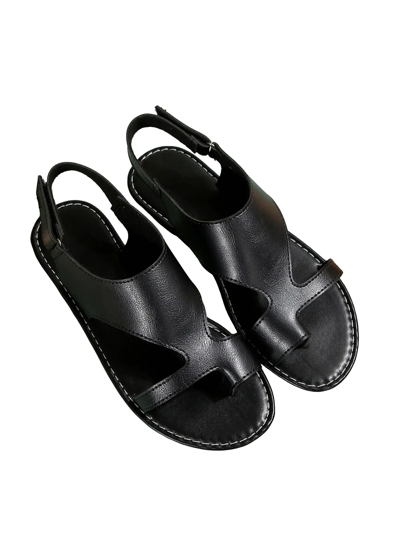 Open Toe Sandals with Visible Stitching, Simple and Versatile Back Tie Casual Shoes, Comfortable Summer Footwear for Everyday Wear