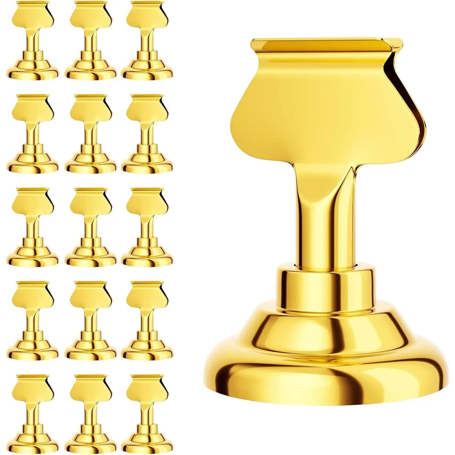 Urban Deco 16 Pieces Table Card Holder Place Card Holders 1.7 inches Gold Steel Card Holders for Photos, Food Signs, Memo Notes, Weddings, Restaurants, Birthdays. (Gold)