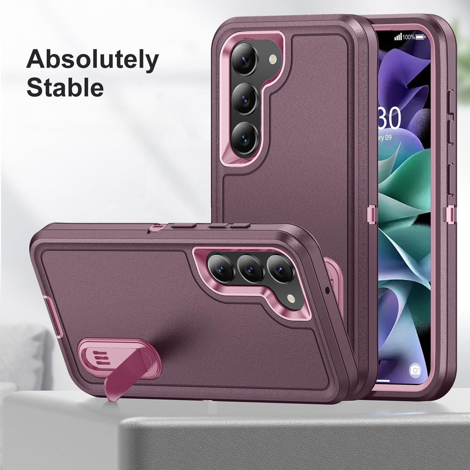 Protective Phone Case with Built-in Kickstand for Samsung Galaxy S24 Ultra 5G, Heavy Duty Rugged Shockproof Defender Cover