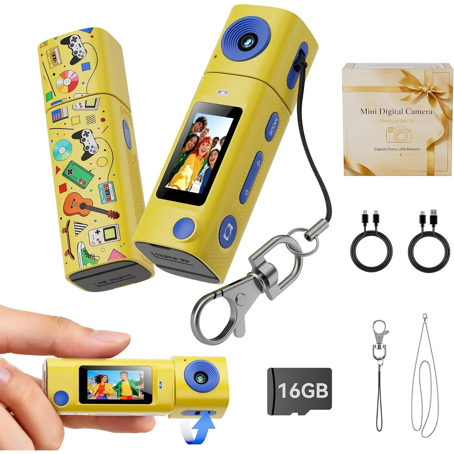 Digital Camera: Digital  with 16GB Card,  Video Camera, 1"  LCD Display, 400mAh  Portable Small Cameras with Elegant  Box