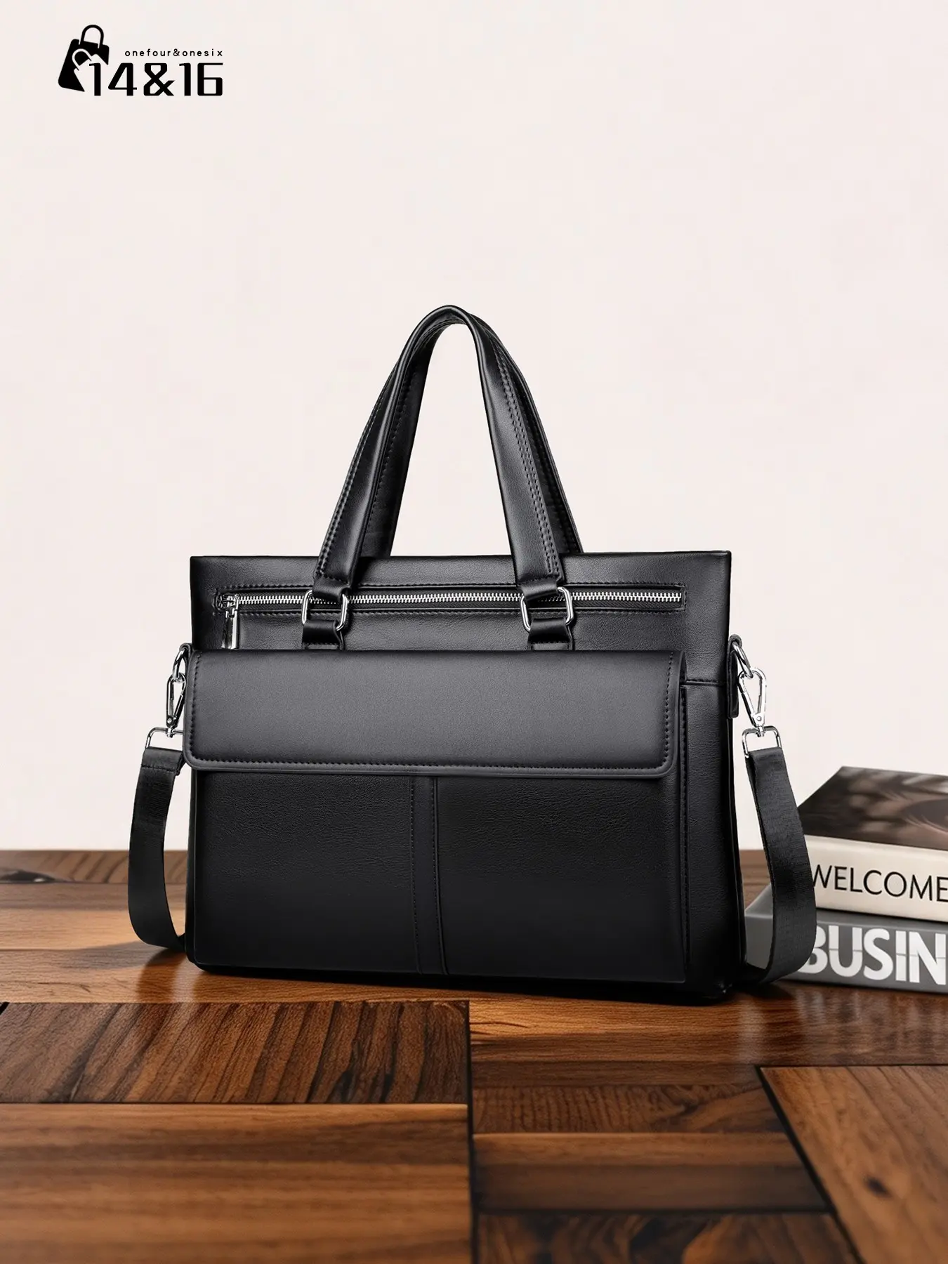 Men's Briefcase Crossbody Bag, Handheld Classic Large Capacity Laptop Bag, PU Material, Business Commute, Gift for Men