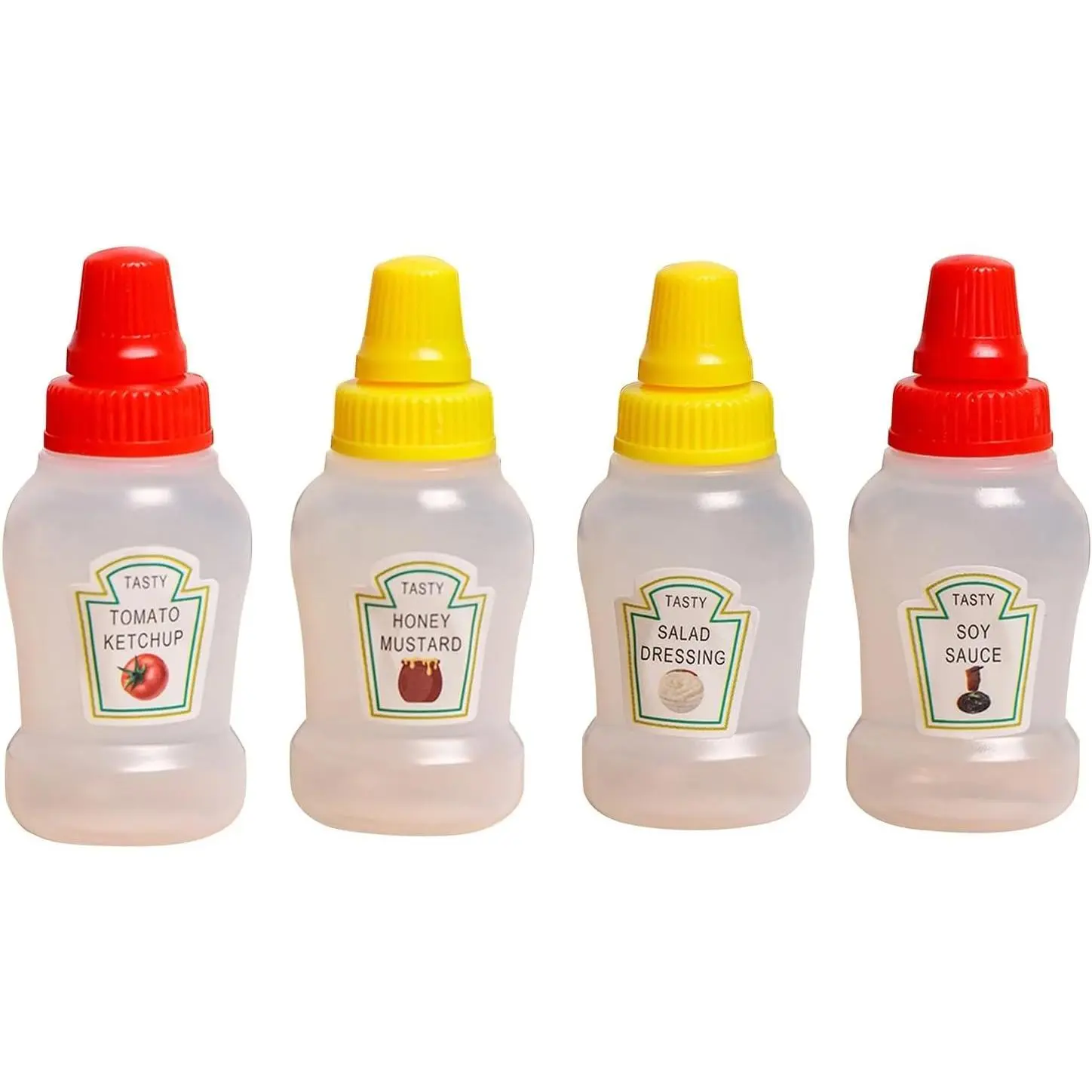 4 count Mini Ketchup Bottles 25ml Mini Condiment Squeeze Bottles for Bento Box Accessories, Portable Honey Sauce Salad Dressing Dispensers Jars Containers for  Adults Lunch Box