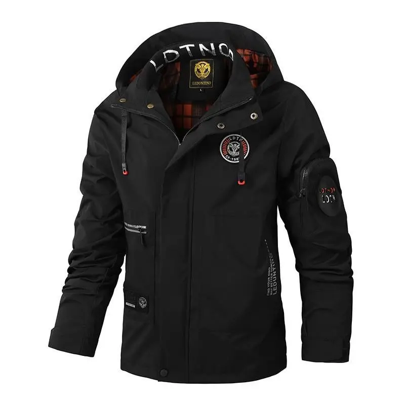 Men's Outdoor Windproof Warm Fleece Jacket with Hood Comfortable Durable Multi-pocket Workwear Functional Coat New Spring Autumn Trend